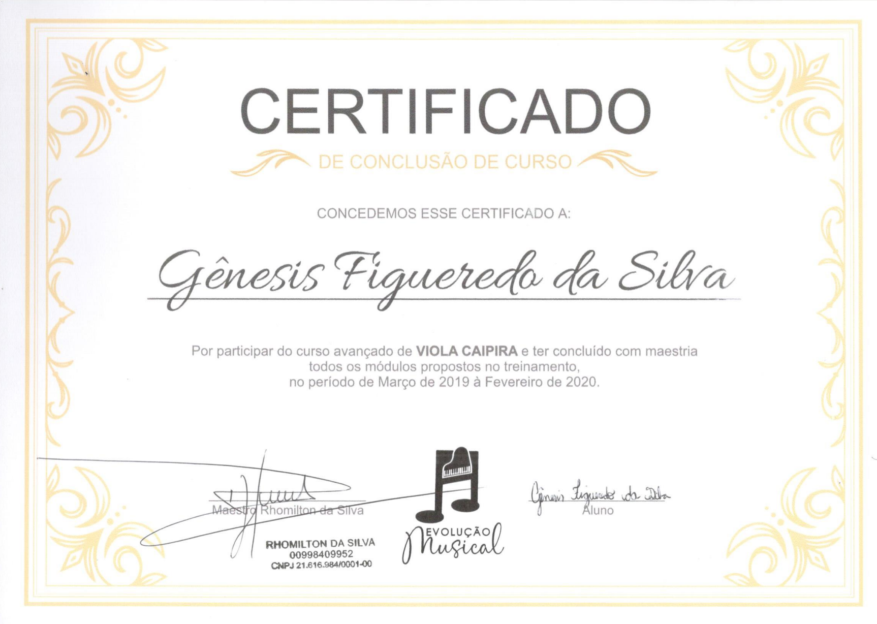 Certificado Viola Caipira