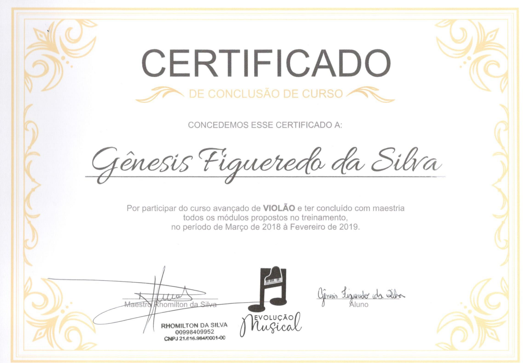 Certificado Violão